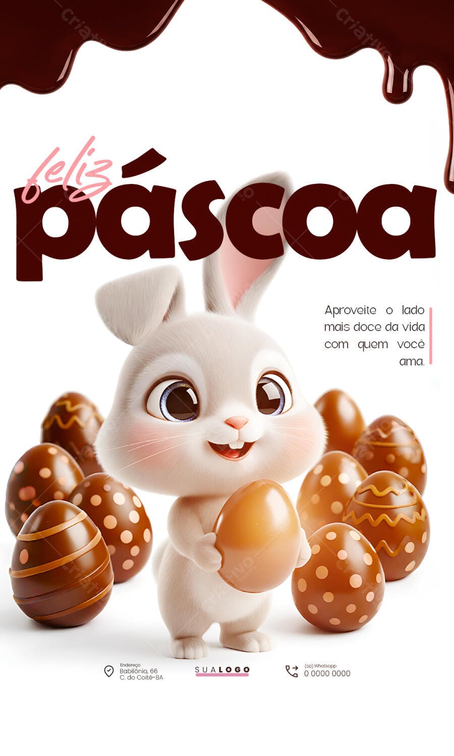 Story Páscoa Coelho Chocolate Confeitaria PSD Editável