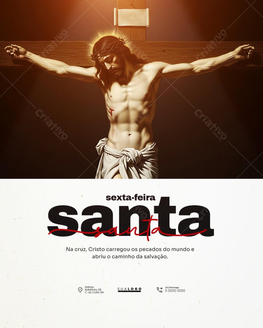 Post Sexta-feira Santa Páscoa Religioso PSD Editável