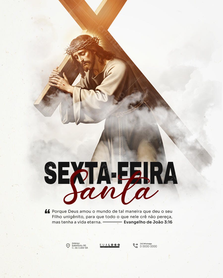Post Sexta-Feira Santa Páscoa Igreja PSD Editável