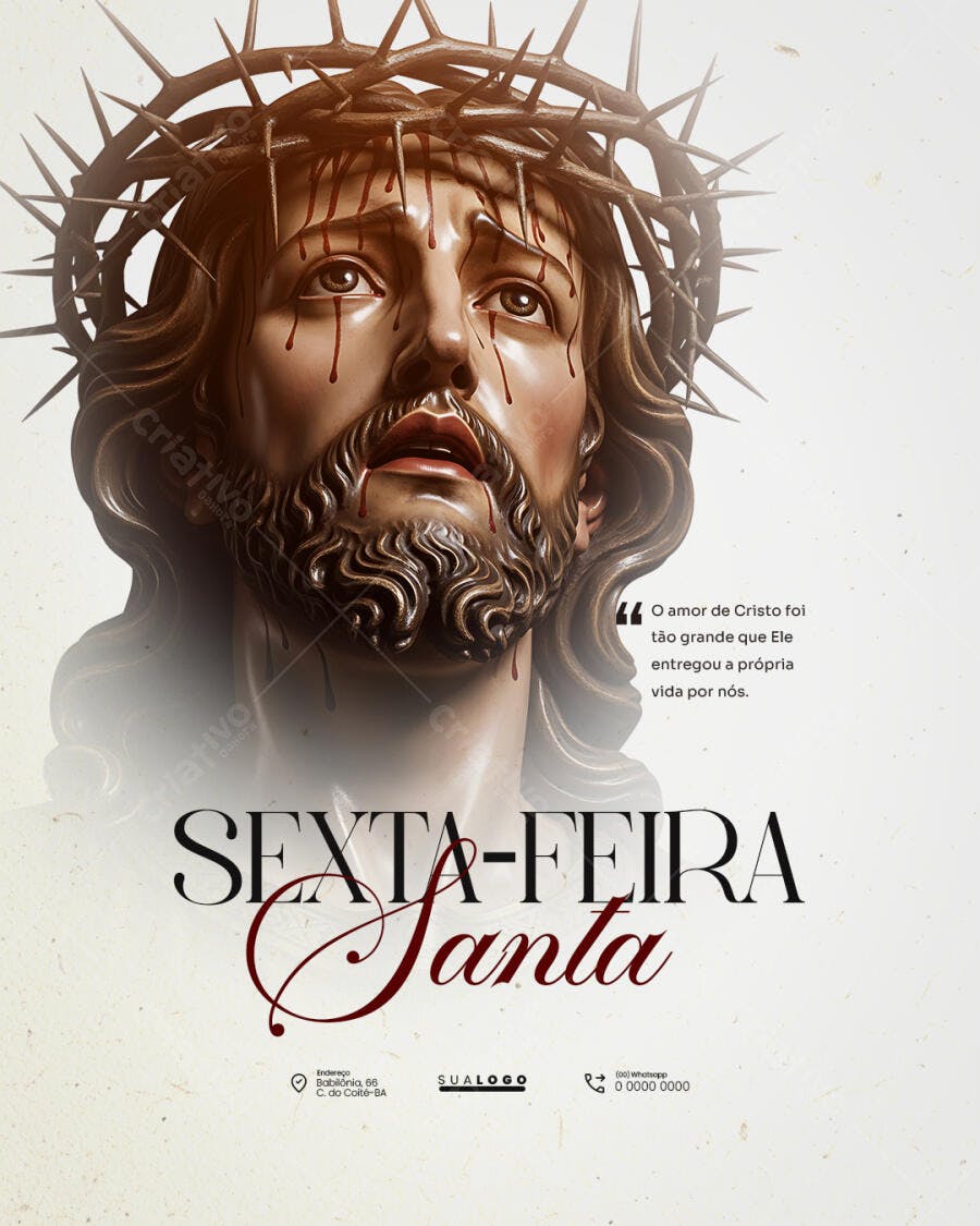 Post Sexta-Feira Santa Páscoa Religioso PSD Editável