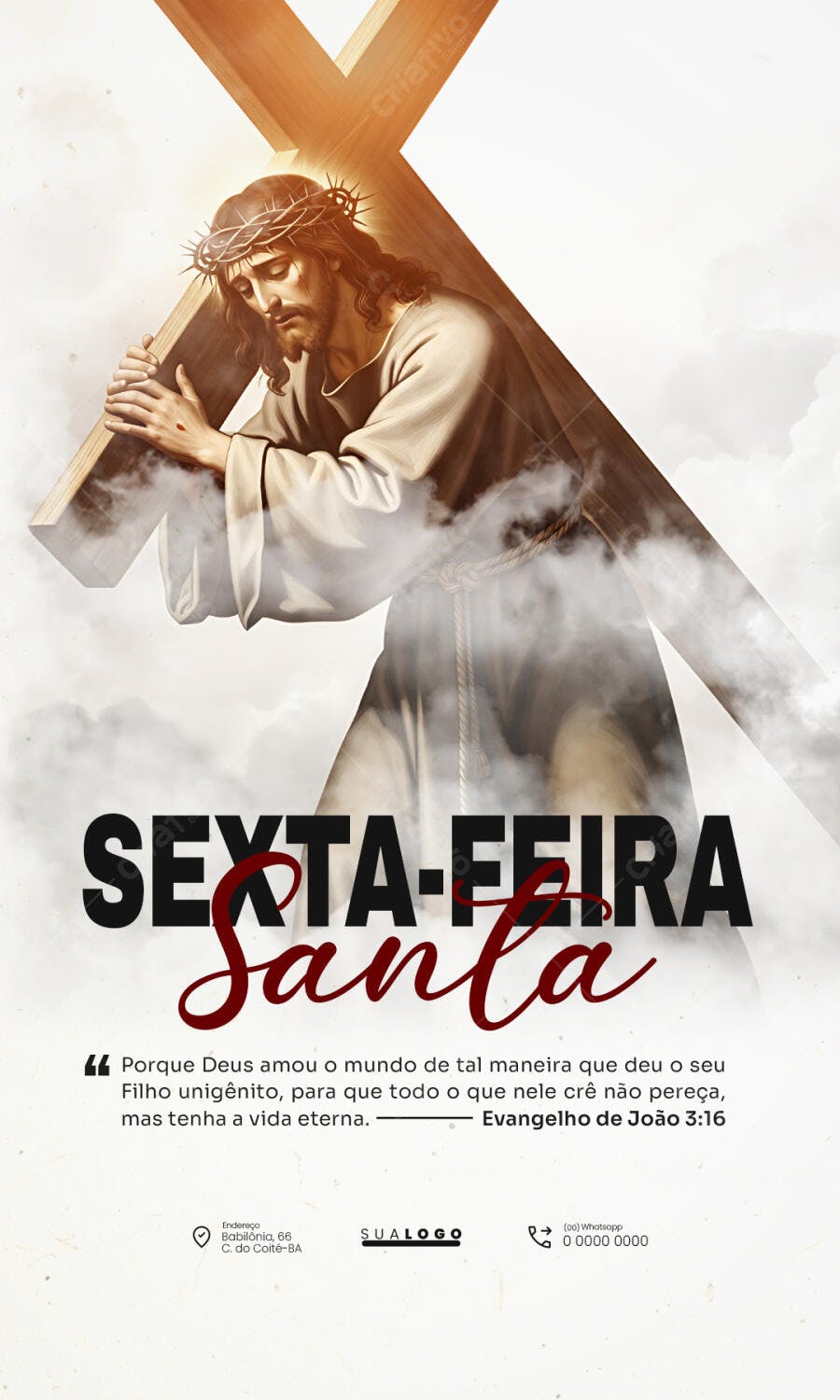 Post Instagram Sexta-Feira Santa Páscoa Igreja PSD Editável