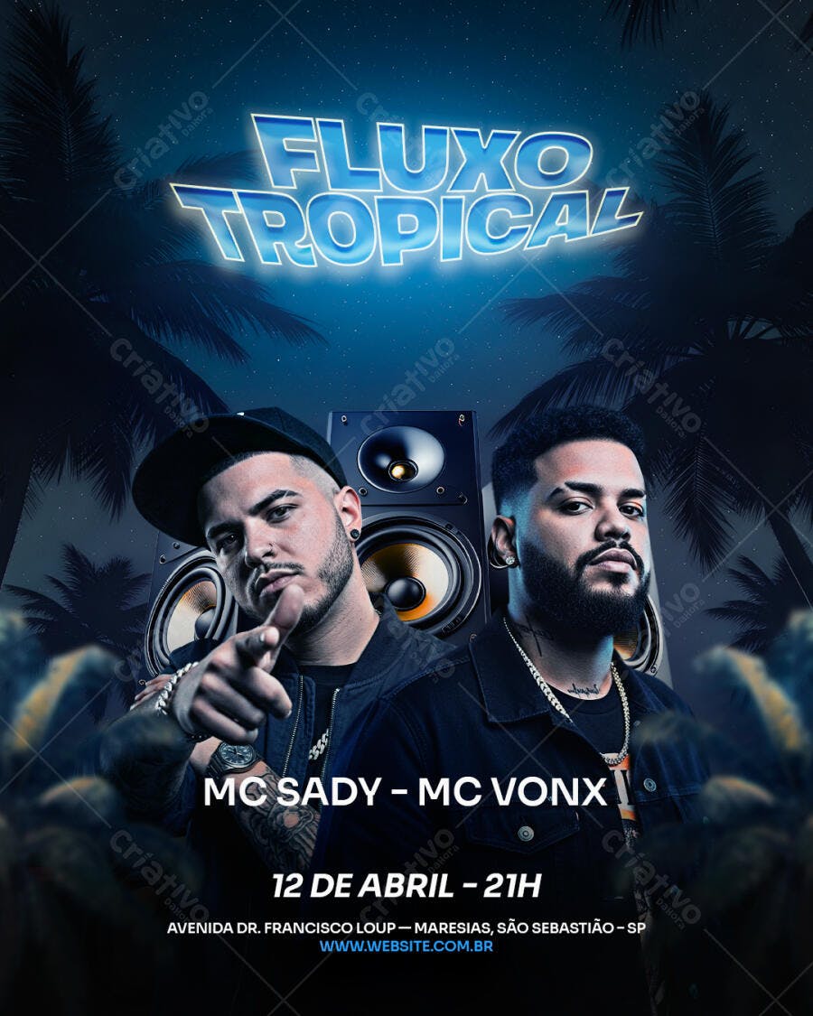 Flyer Festa Balada Flagra Tropical Abril PSD Editável