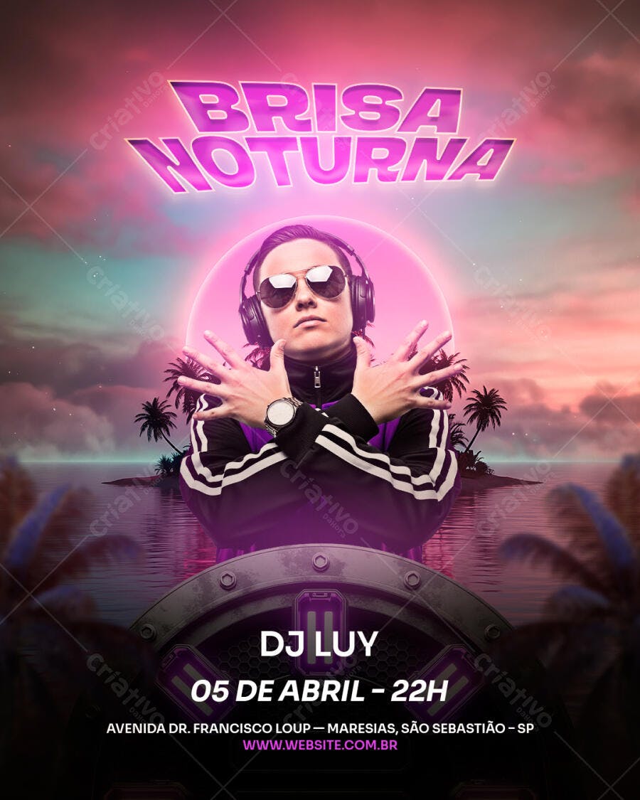 Flyer Festa Balada DJ Música Eletrônica PSD Editável