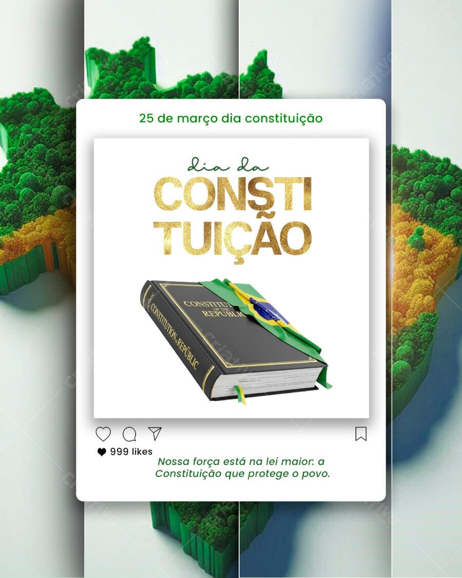 Post Instagram Dia da Constituição 25 de Março PSD Editável