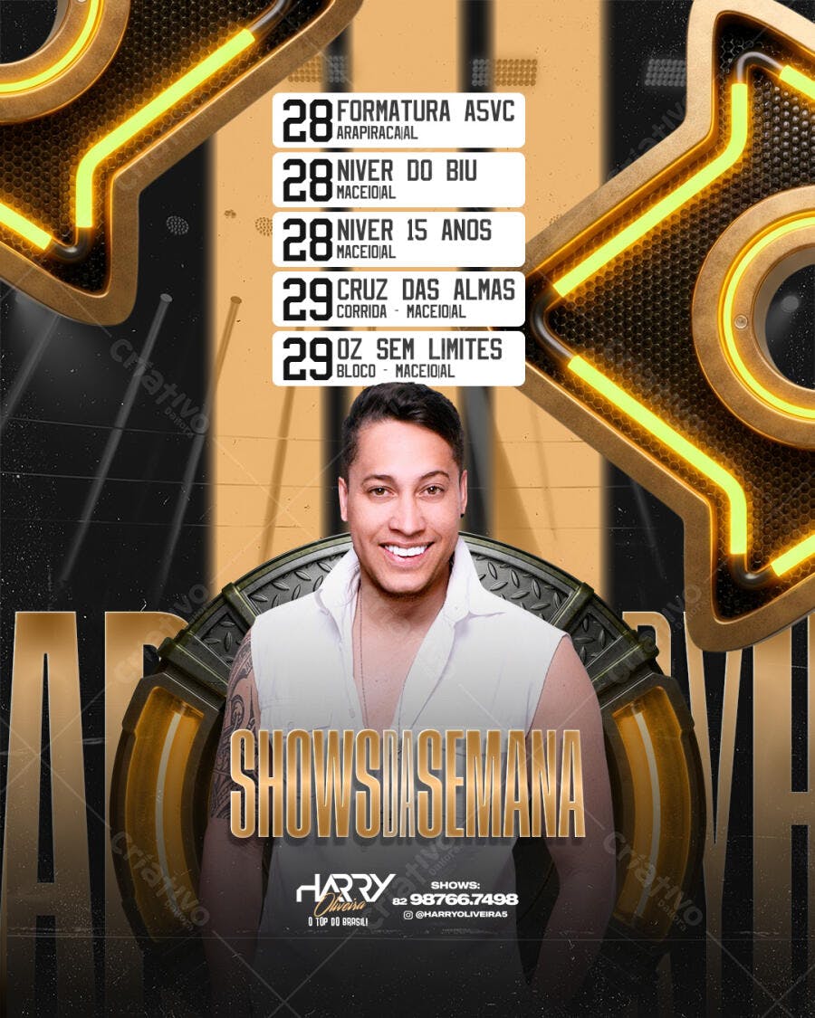 Post Instagram Shows da Semana Eventos PSD Editável