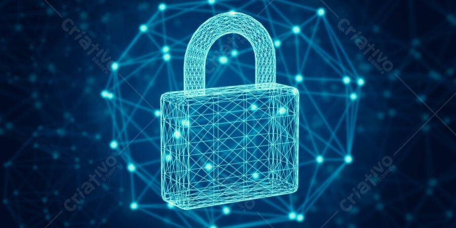 Cadeado Digital Segurança Cibernética Fundo Azul Conectado