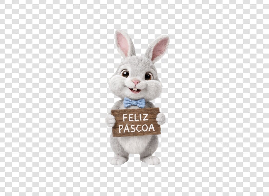 Personagem Ilustrado Coelhinho Páscoa Abril PNG Fundo Transparente