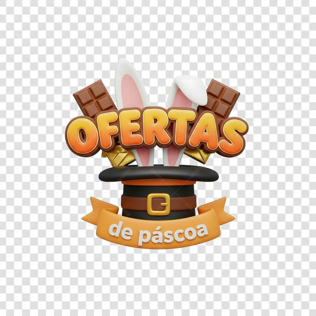 Elemento 3D Ofertas de Páscoa Março PNG Fundo Transparente