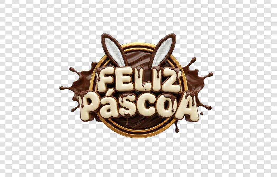 Elemento 3D Feliz Páscoa Orelhas Coelhinho PNG Fundo Transparente