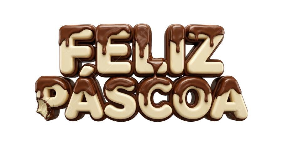 Feliz Páscoa Chocolate 3D com Cobertura PNG Transparente