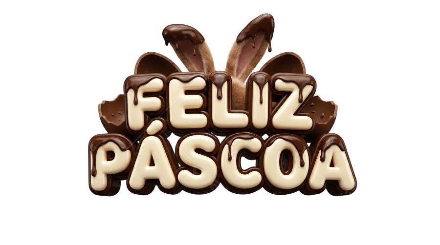 Feliz Páscoa Chocolate 3D Orelhas Coelhinho PNG Transparente
