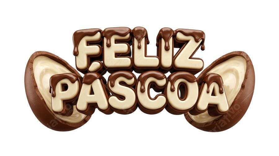 Feliz Páscoa 3D Chocolate Derretido PNG Transparente