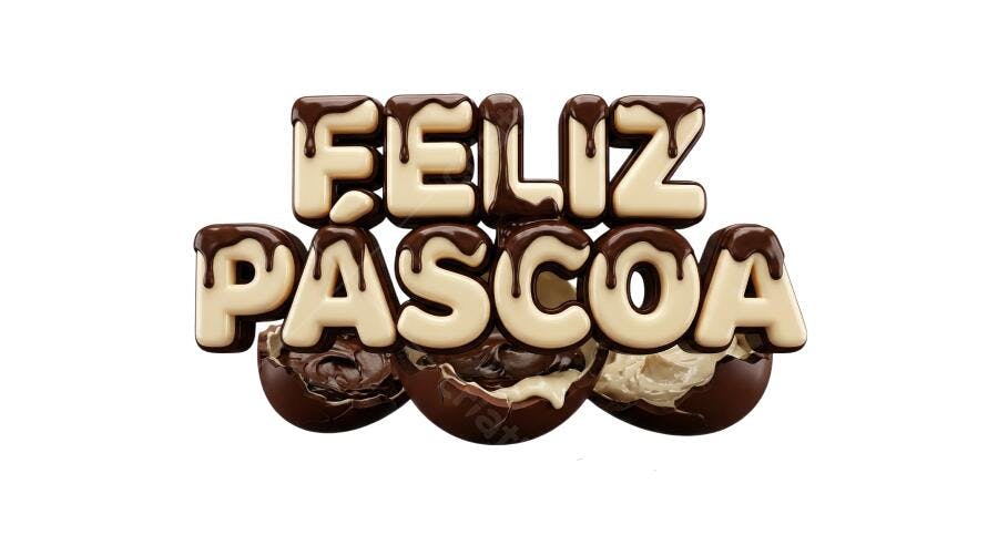 Feliz Páscoa 3D Chocolate Derretido PNG Transparente