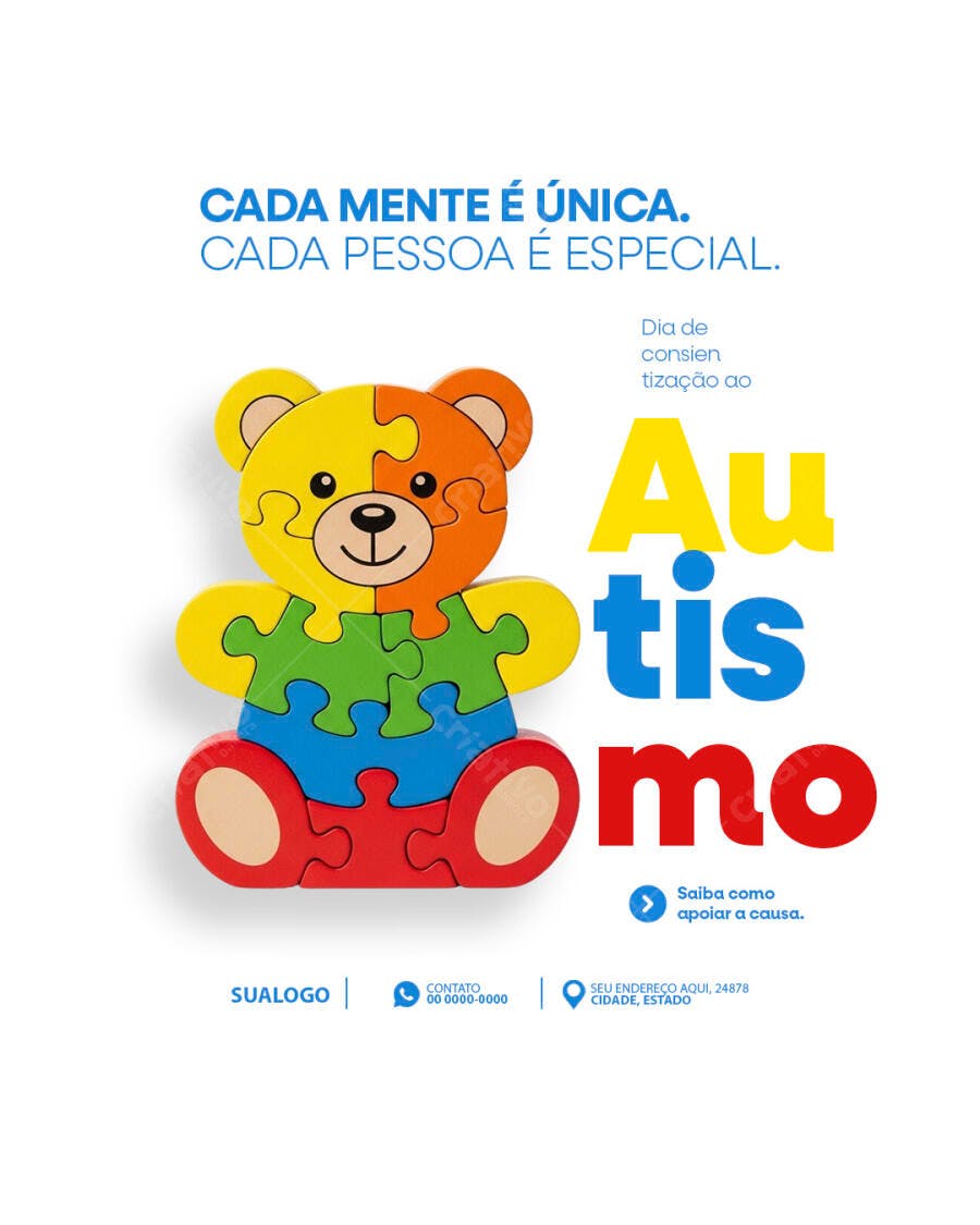 Post Instagram Dia Conscientização Autismo PSD Editável