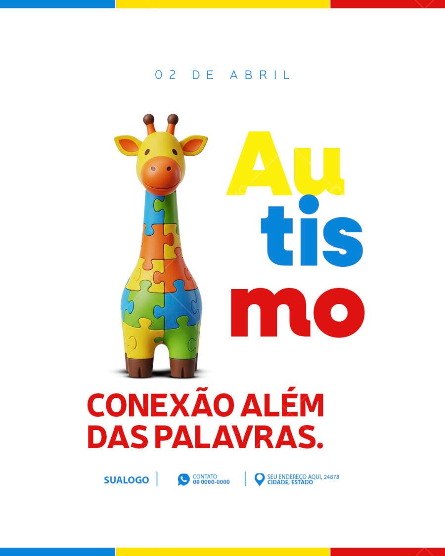 Post Instagram Dia Mundial Conscientização Autismo PSD Editável