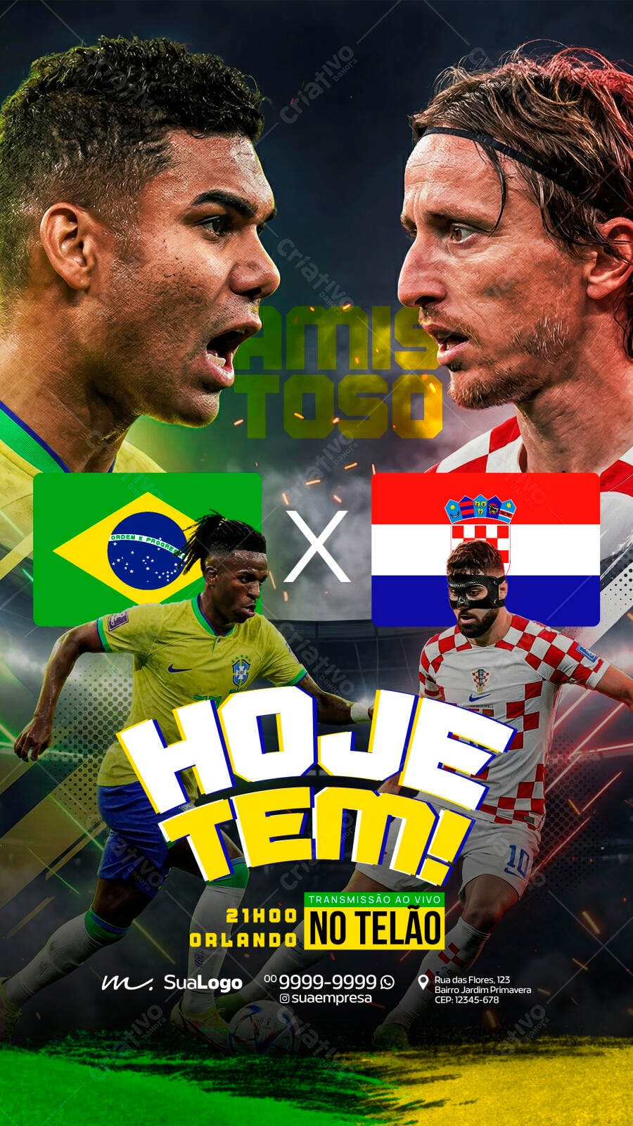 Post Instagram Futebol Brasil Croácia PSD Editável