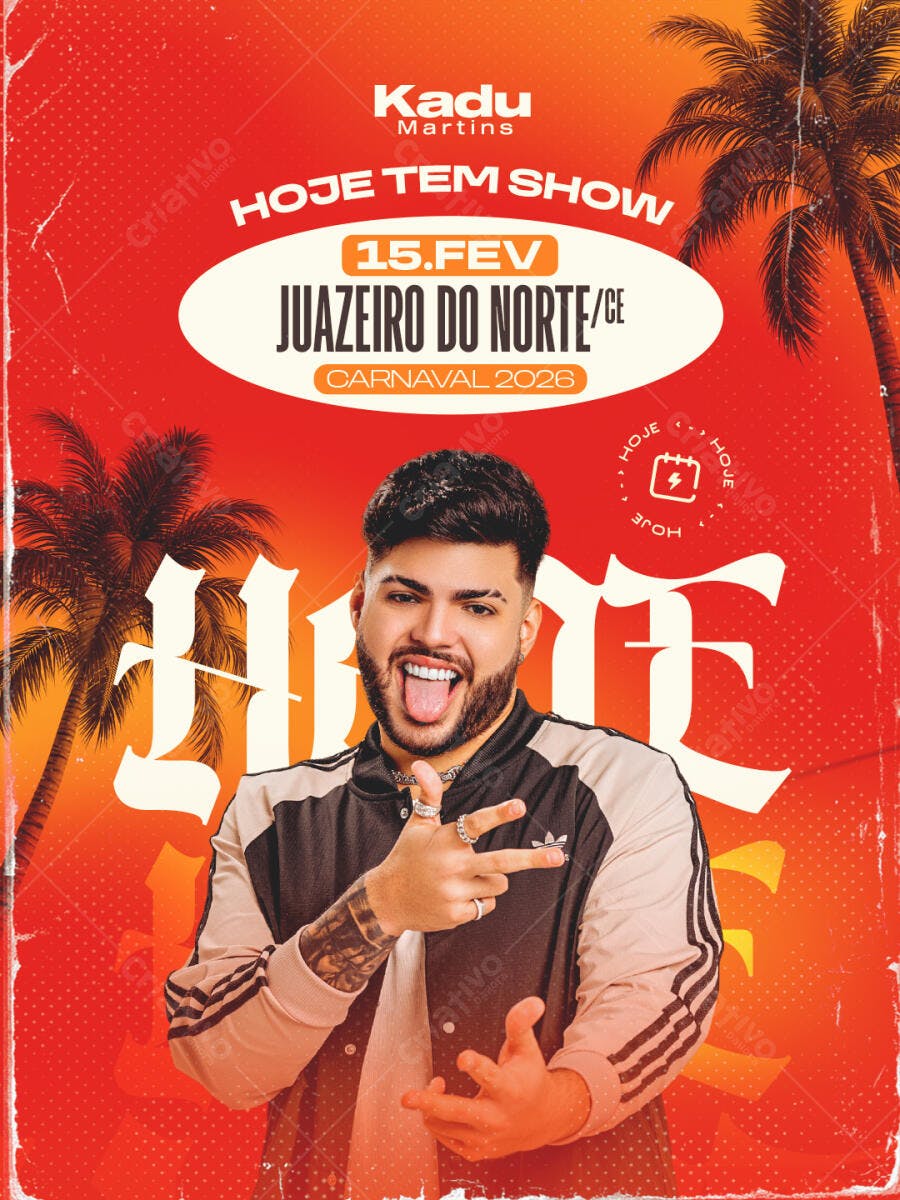 Flyer Carnaval Show de Música Juazeiro do Norte PSD Editável