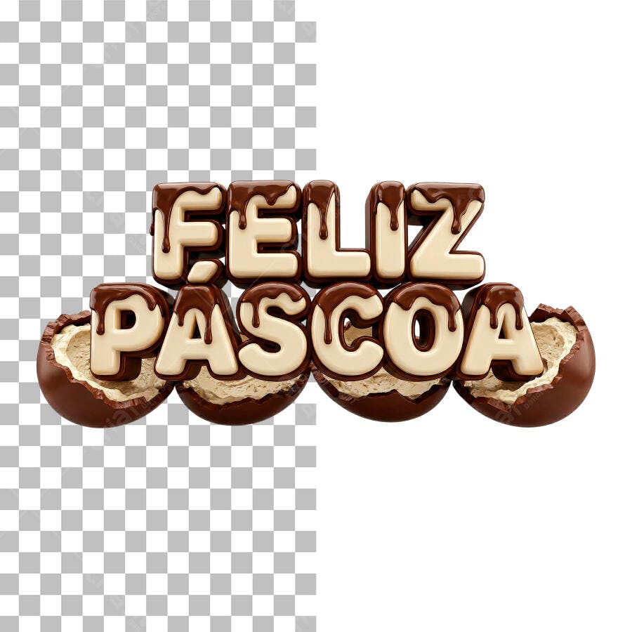 Feliz Páscoa 3D Chocolate Derretido PNG Transparente