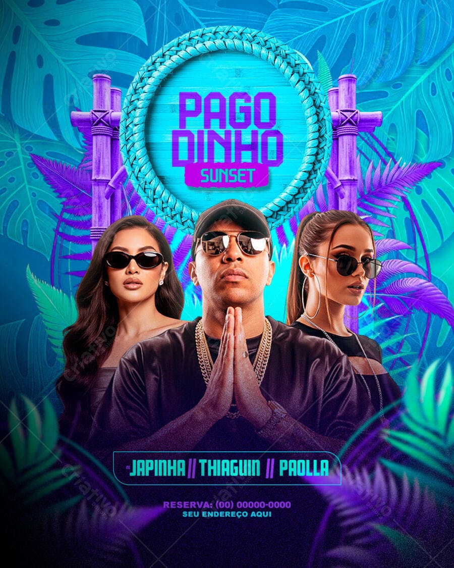 Flyer Pagodinho Sunset Festa Balada PSD Editável