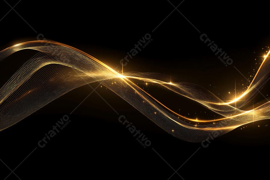 Fundo Abstrato Ondas Douradas Brilhantes Efeito Luz