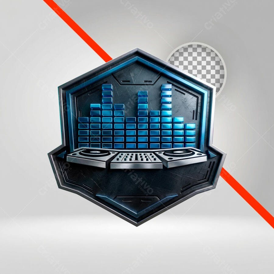 Elemento 3D Equalizador DJ Música Azul PNG Fundo Transparente