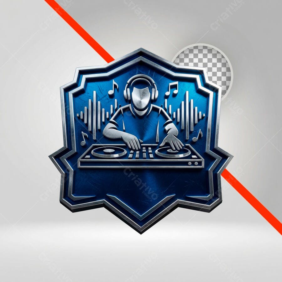 Elemento 3D DJ Música Eletrônica Azul PNG Fundo Transparente