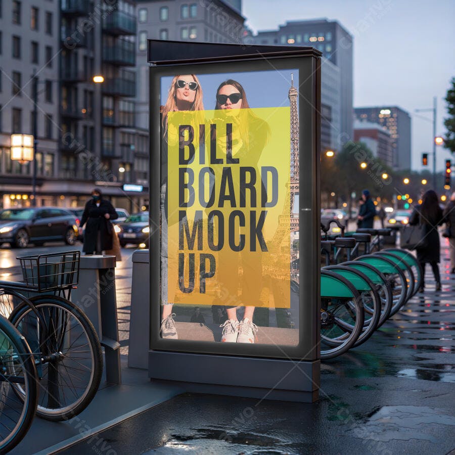 Mockup Outdoor Painel Publicitário Rua Cidade Editável