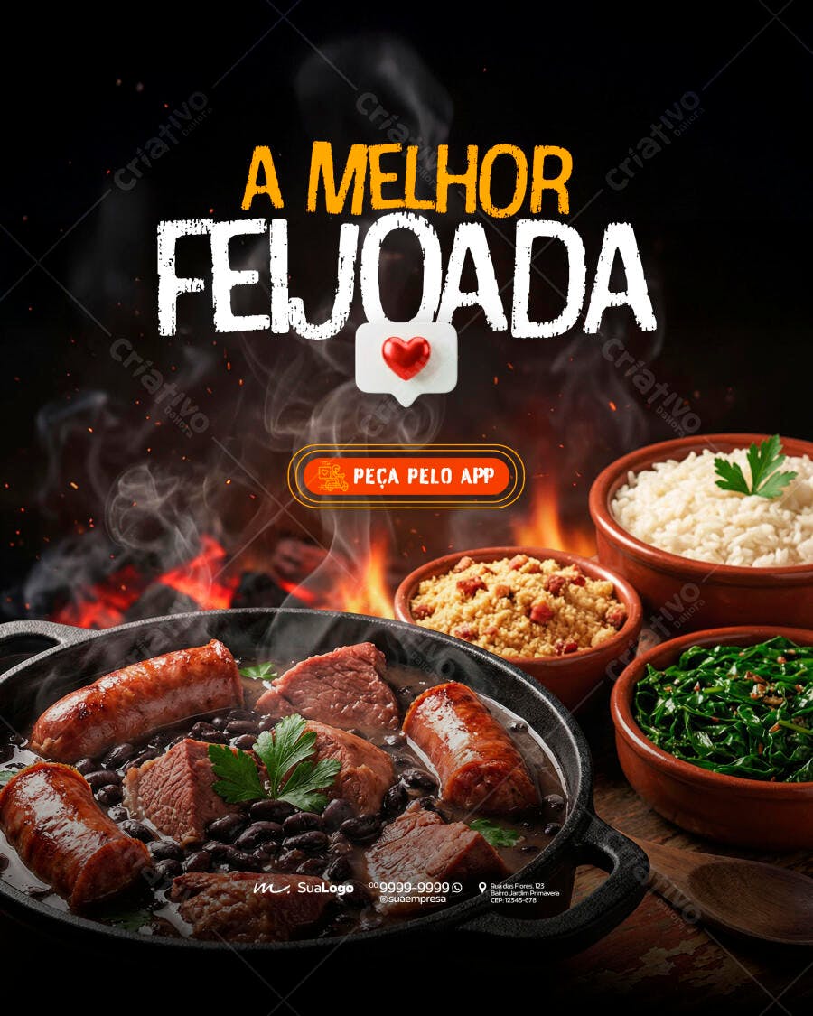 Post Instagram Feijoada Restaurante Delivery PSD Editável