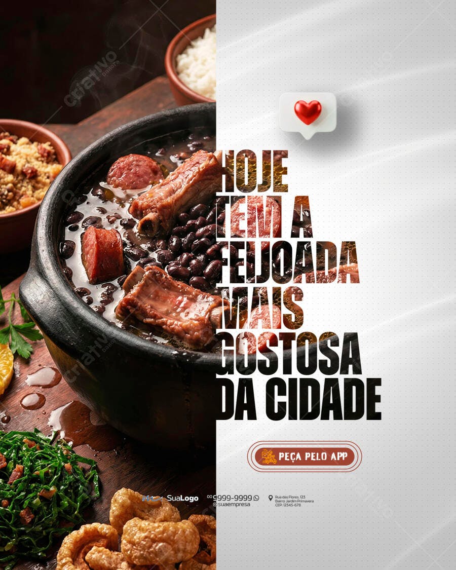 Post Instagram Feijoada Restaurante Delivery PSD Editável