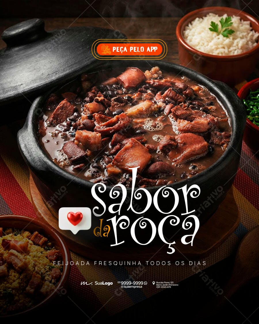 Post Instagram Feijoada Sabor da Roça PSD Editável