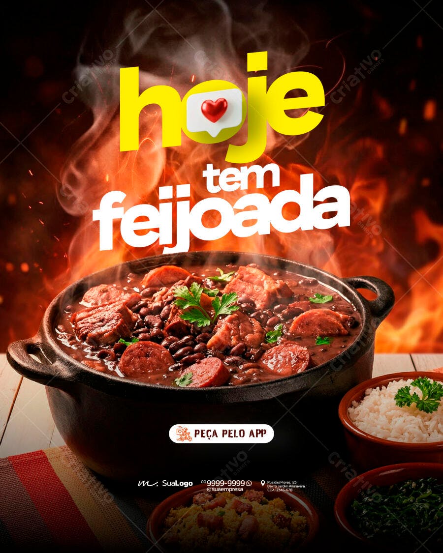 Post Instagram Feijoada Restaurante Delivery PSD Editável