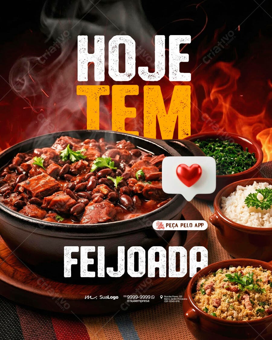 Post Instagram Feijoada Restaurante Delivery PSD Editável