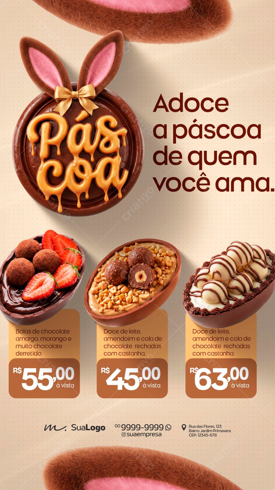 Story Páscoa Confeitaria Ovos de Colher PSD Editável