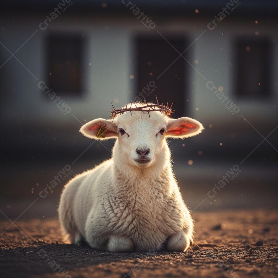 Foto Cordeiro com Coroa de Espinhos Páscoa Simbolismo Religioso