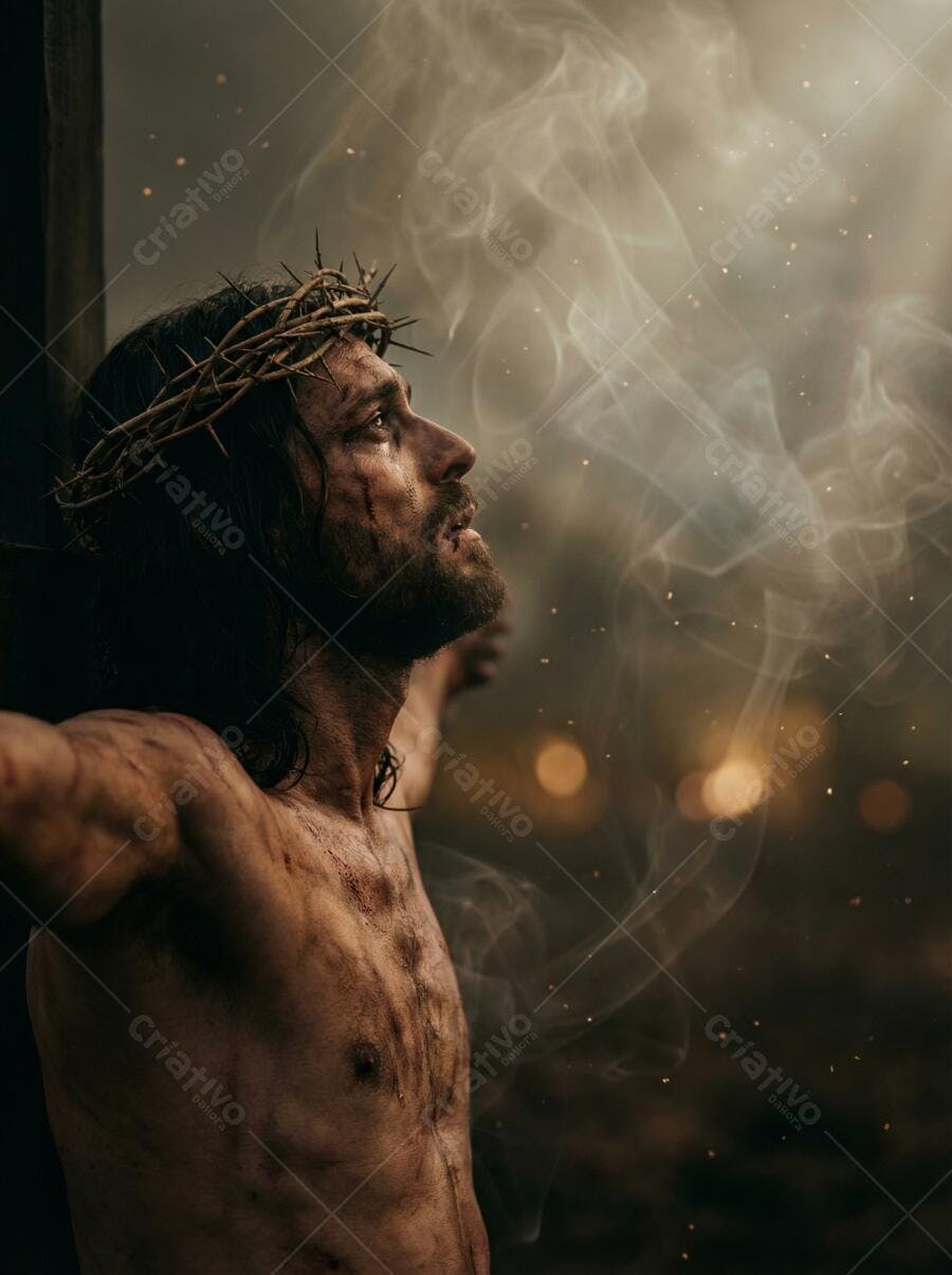 Foto Jesus Cristo Coroa de Espinhos Sofrimento Religioso