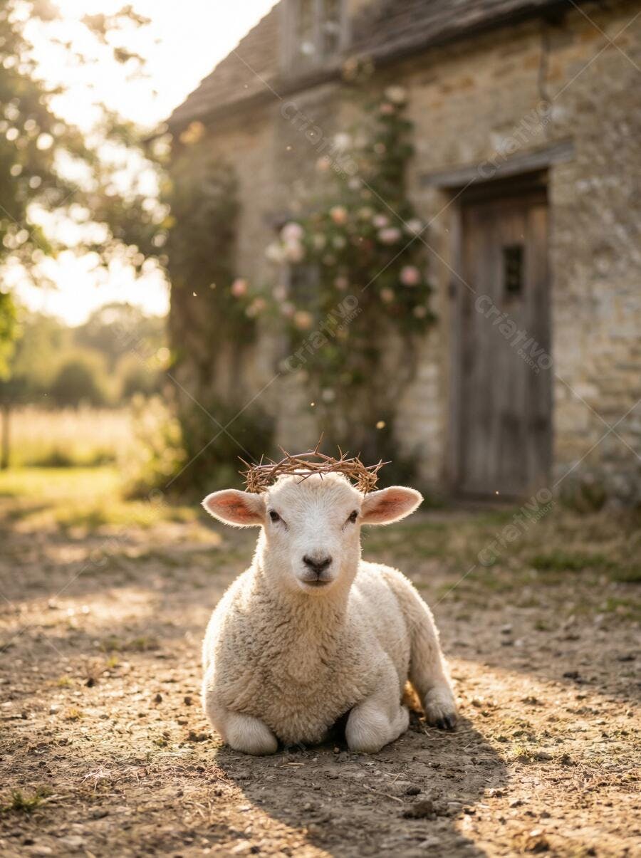 Foto Cordeiro com Coroa de Espinhos Páscoa Religiosa