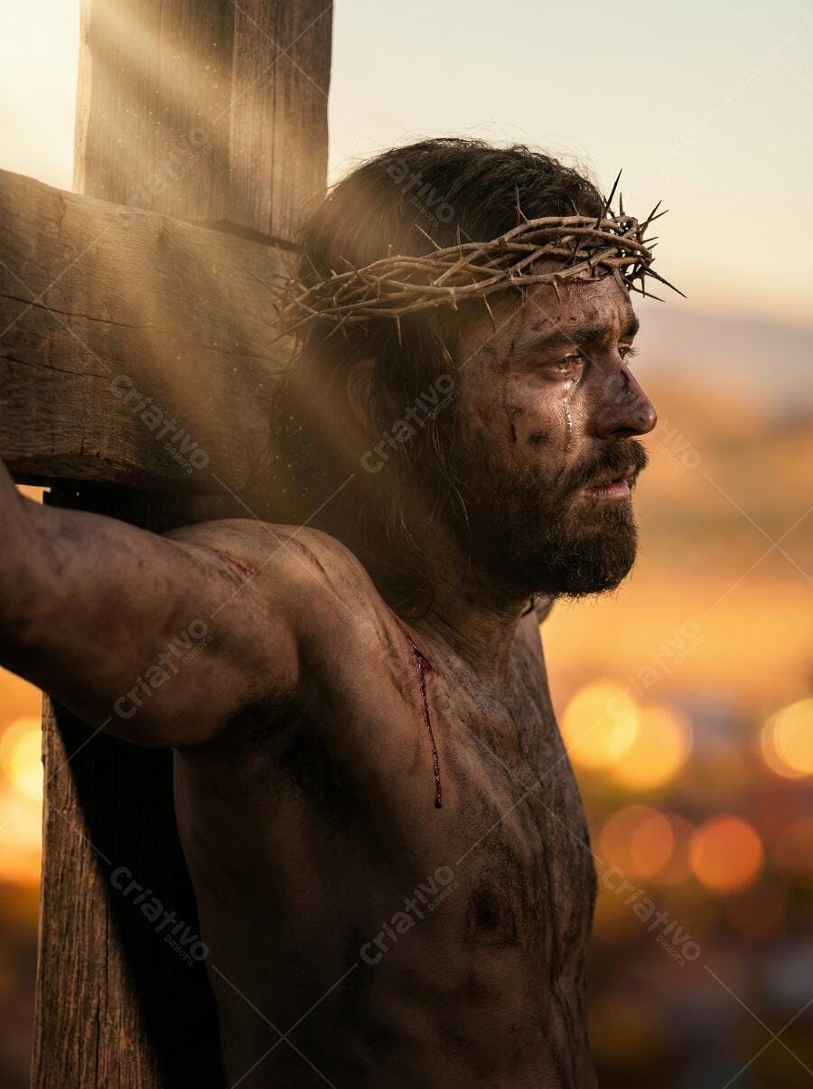 Foto Jesus Cristo Crucificado Coroa de Espinhos Paixão