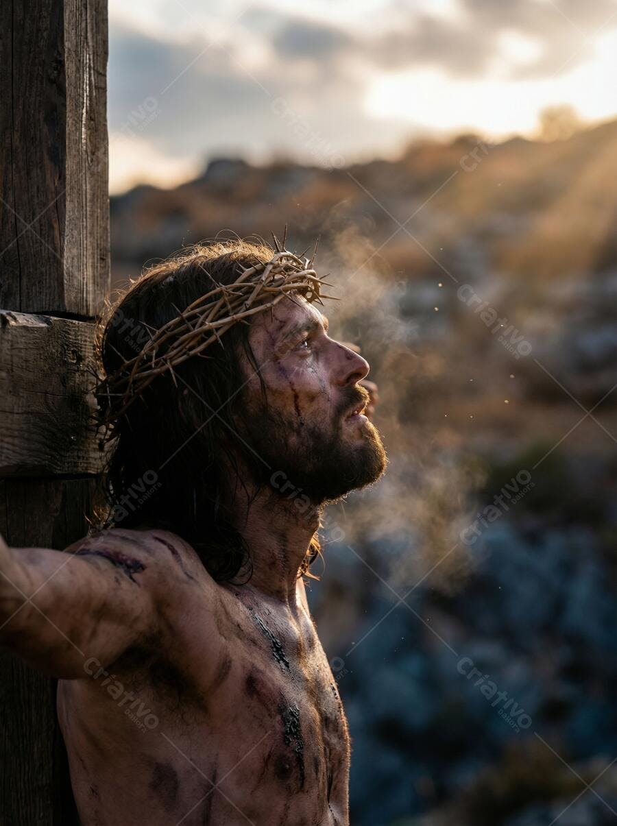 Foto Jesus Cristo Coroa Espinhos Crucificação Paixão de Cristo