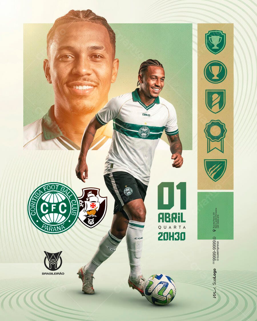 Post Instagram Futebol Coritiba x Vasco PSD Editável