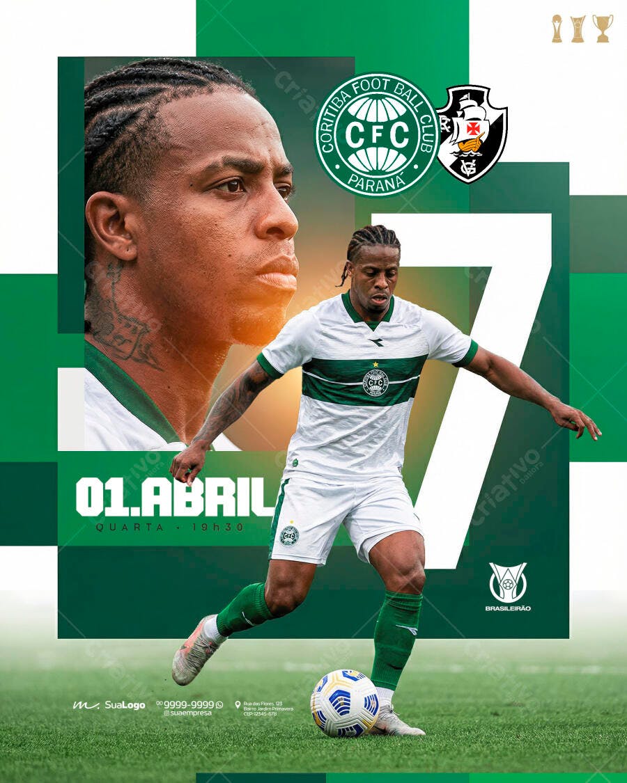 Post Instagram Futebol Coritiba PSD Editável