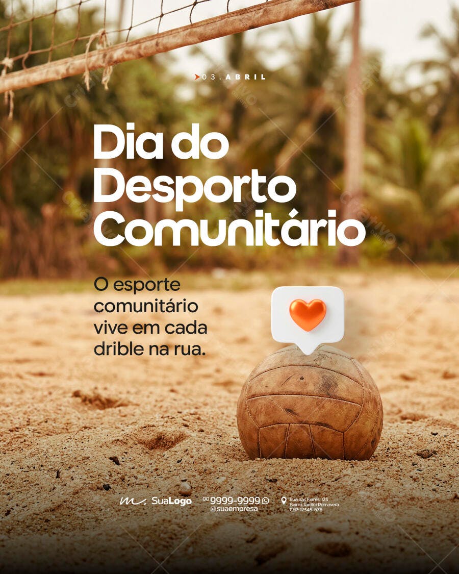 Post Instagram Dia do Esporte Comunitário PSD Editável