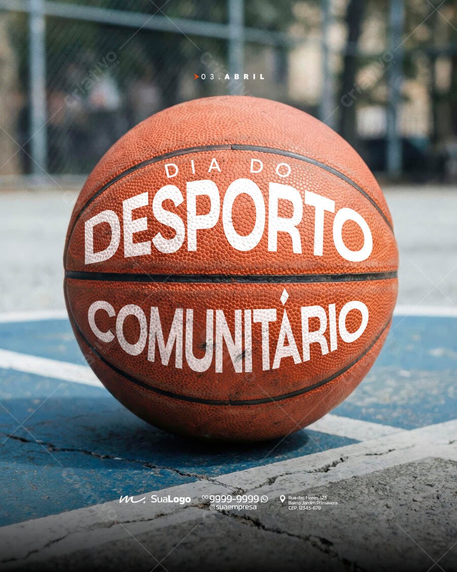 Post Instagram Dia do Esporte Comunitário PSD Editável