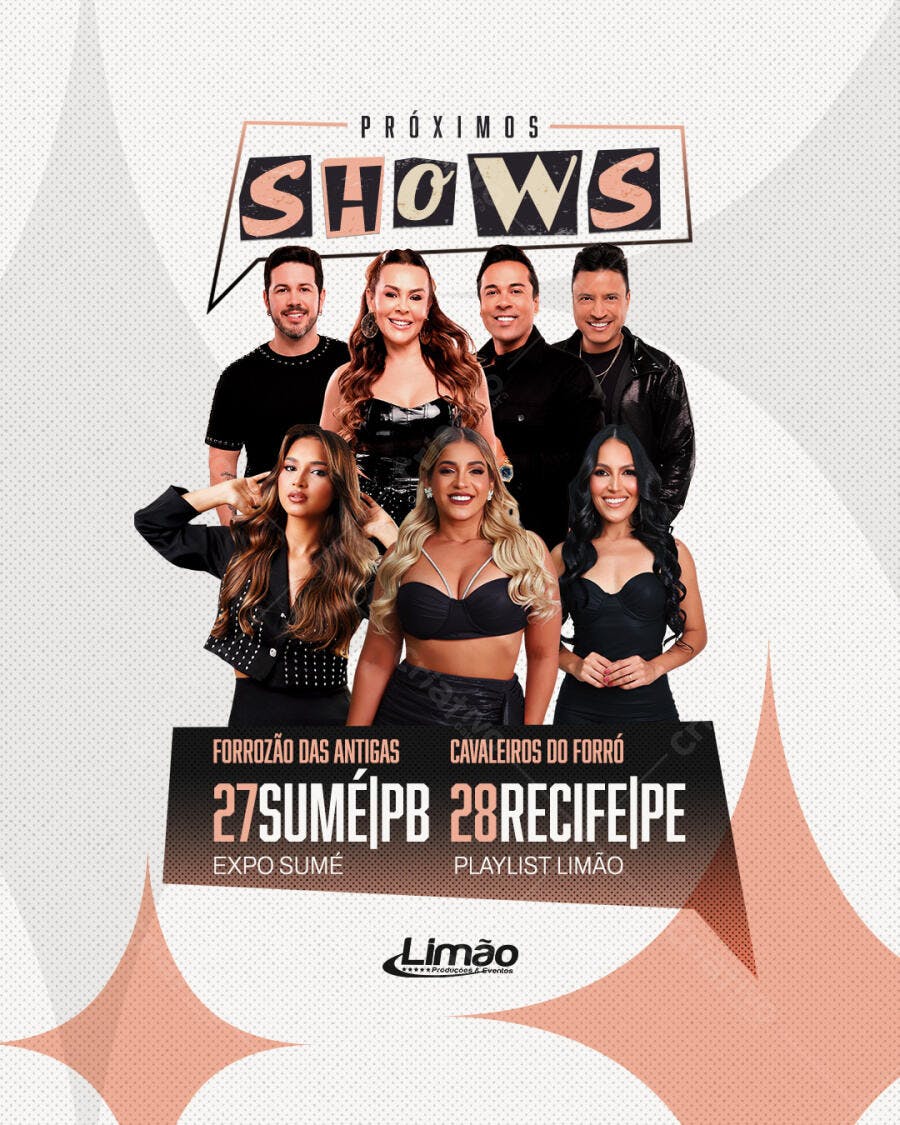 Flyer Próximos Shows Forró Evento Musical PSD Editável