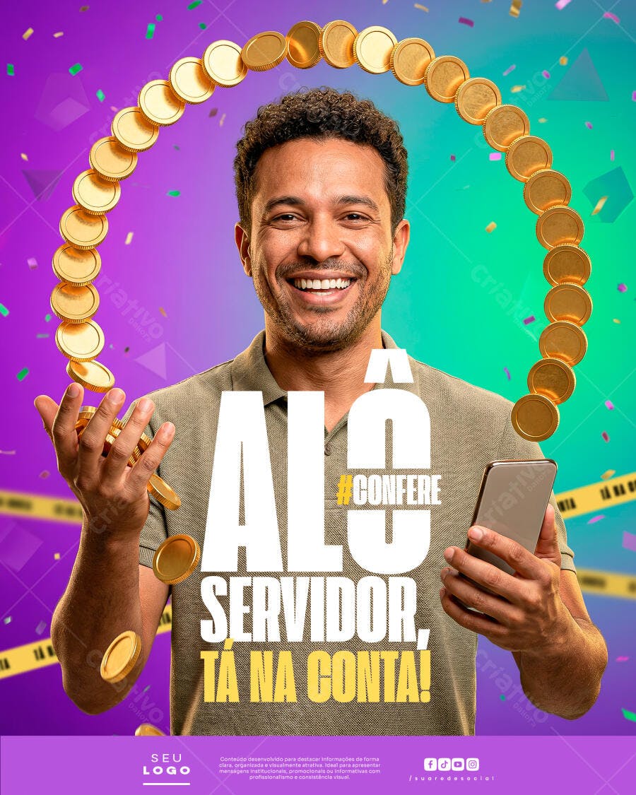 Post Instagram Servidor Público Salário PSD Editável