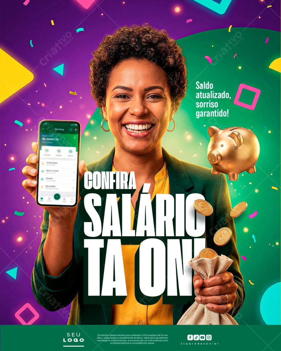 Post Instagram Salário On Financeiro PSD Editável