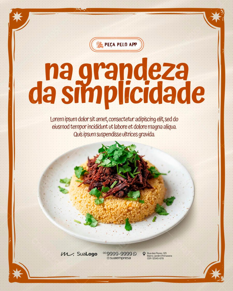 Post Instagram Restaurante Comida Caseira PSD Editável