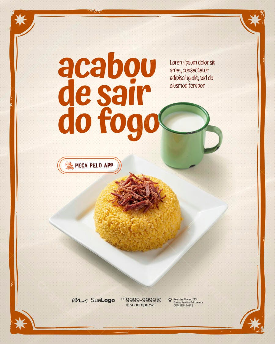 Post Instagram Cuscuz Nordestino Restaurante PSD Editável