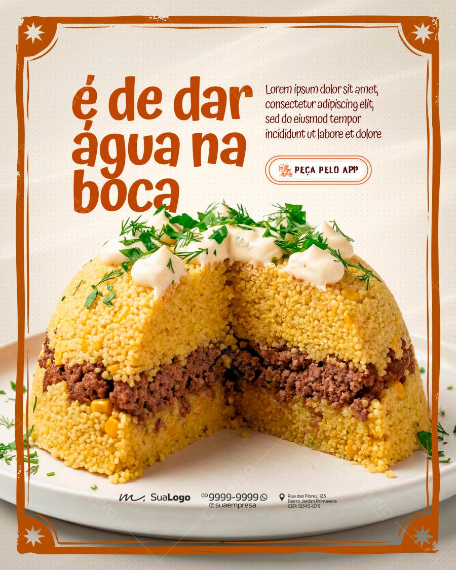 Post Instagram Cuscuz Nordestino Delivery PSD Editável