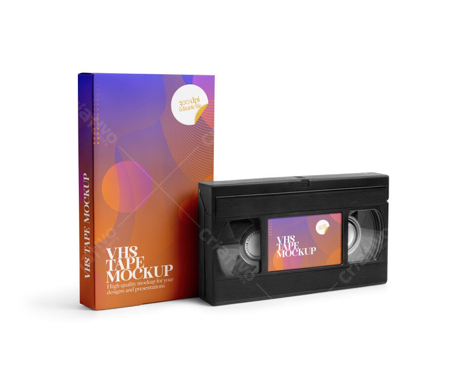 Mockup Fita VHS e Capa Retrô Fundo Branco Editável