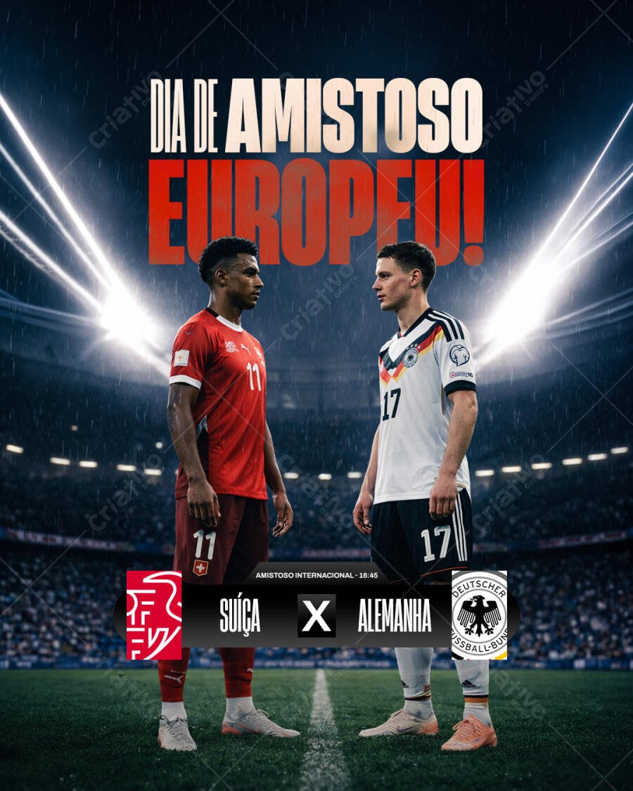 Post Instagram Dia de Amistoso Europeu Futebol PSD Editável